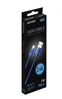 EXPLOYD EX-K-1213 Дата-кабель USB - TYPE-C 1.0М 2.4А RAY круглый нейлон синий 1285167  В НАЛИЧИИ В МАГАЗИНЕ